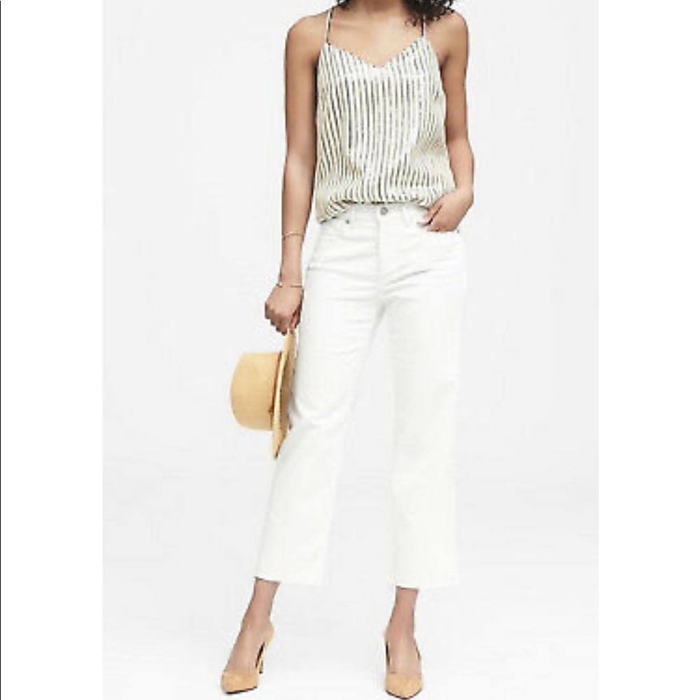 Banana Republic Girlfriend Cropped White Denim